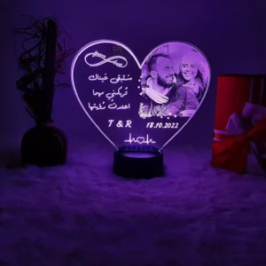 LED-Herzlampe mit Foto- und Textgravur LED-Herzlampe mit Foto- und Textgravur