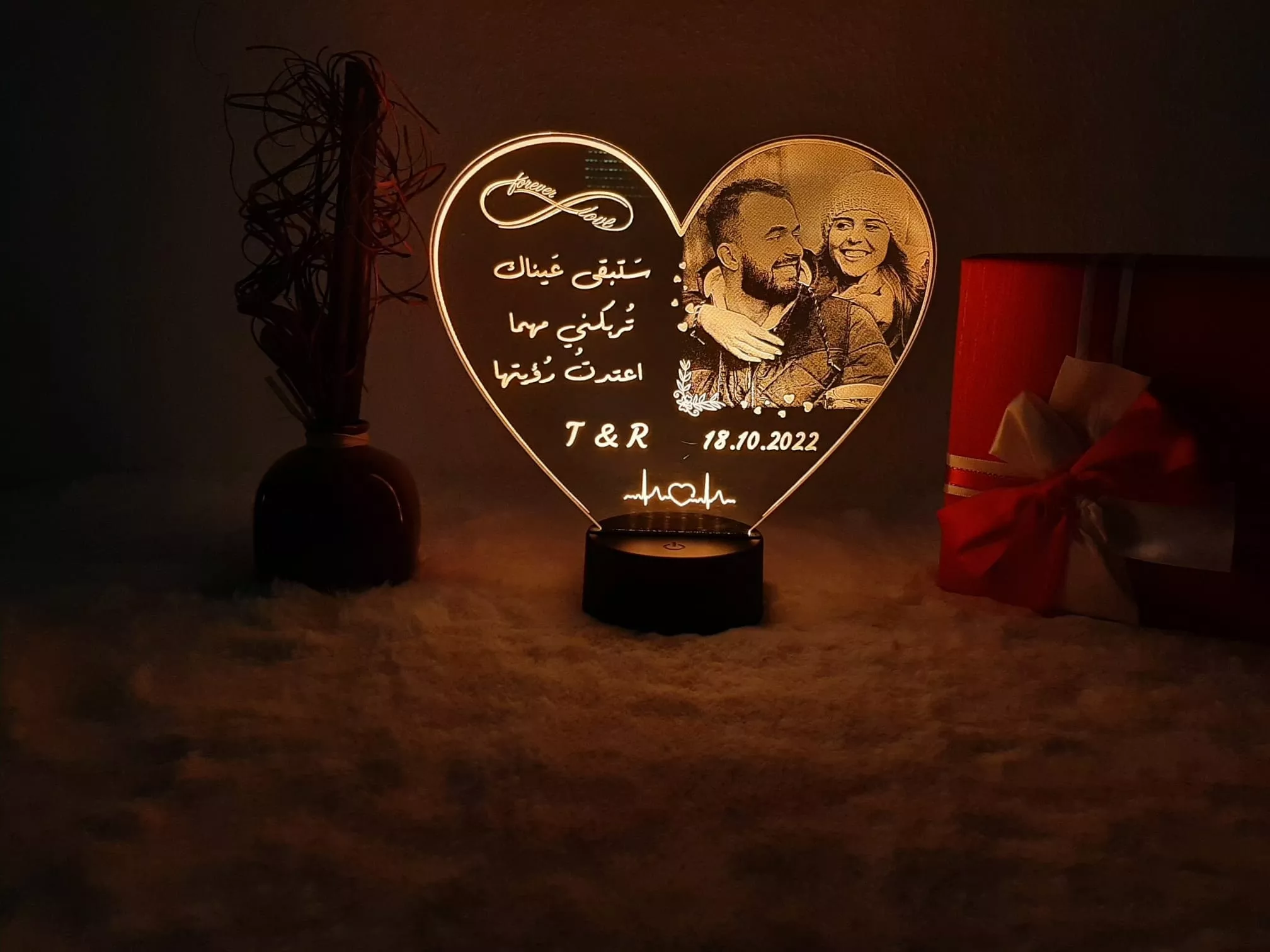 LED-Herzlampe mit Foto- und Textgravur LED-Herzlampe mit Foto- und Textgravur – Bild 1