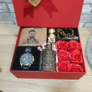 Geschenkbox für Männer: Geldbörse, Parfüm und Armbanduhr